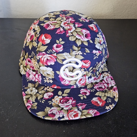 Women's Continuity Navy Floral Print Ball Baseball Cap Hat Snapback Flat Bill OS - Picture 1 of 8